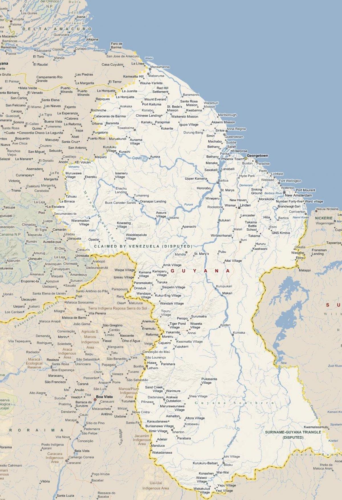 žemėlapis Gajana kelių