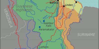 Rytų pakrantės demerara Gajana žemėlapyje