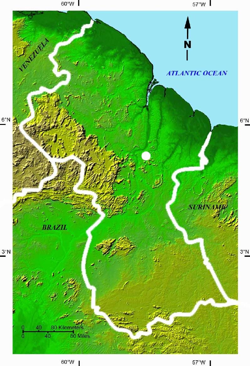 žemėlapis palydovinį žemėlapį, Gajanos