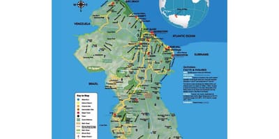 Žemėlapis-žemėlapis, kuriame, kaip amerindians atėjo į Gajana