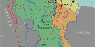 Rytų pakrantės demerara Gajana žemėlapyje